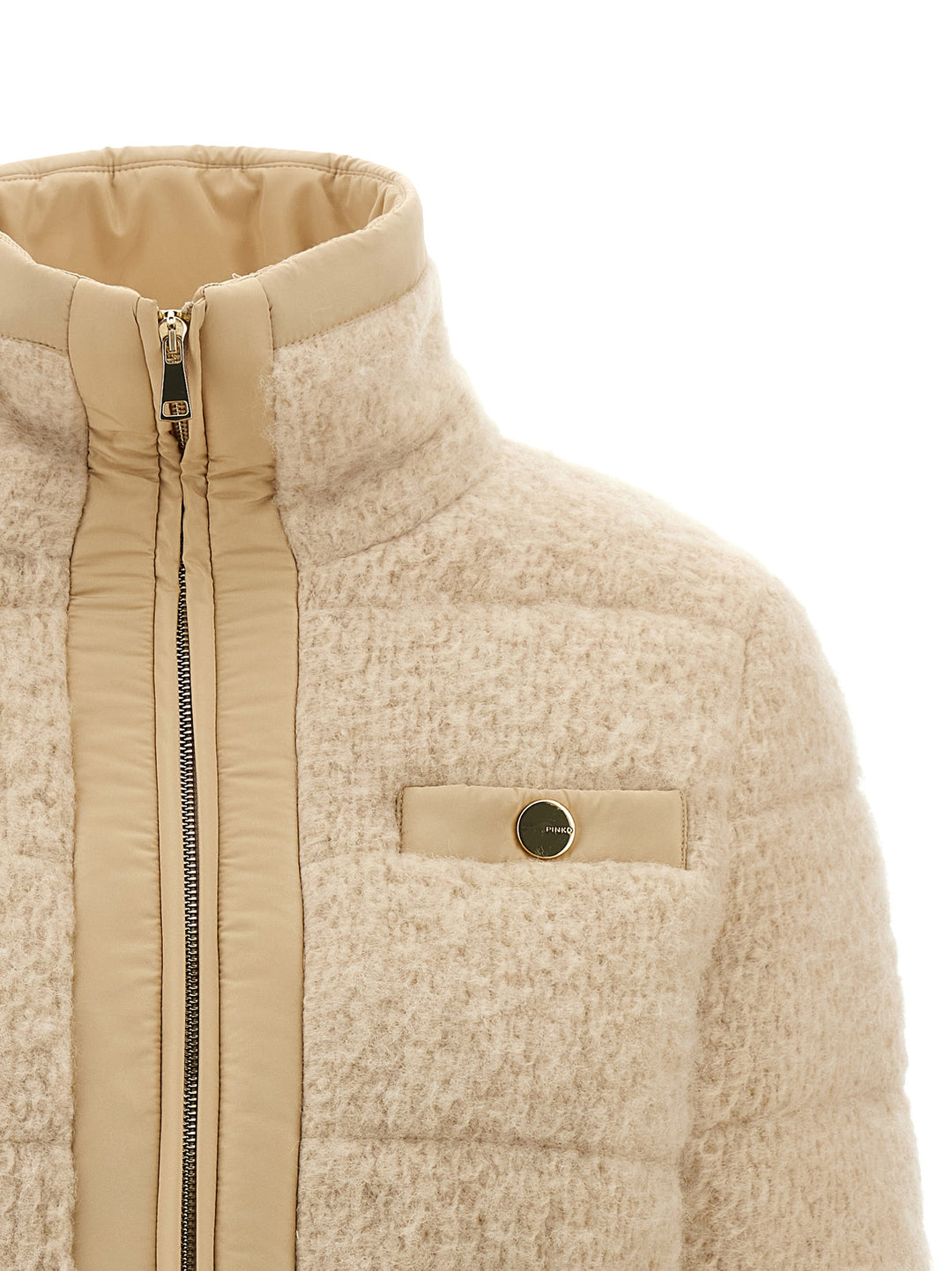 Pinko Raquel Puffer Jackets - Beige | 6a22ee08014fee423a7c46f1a72ffc571f949234