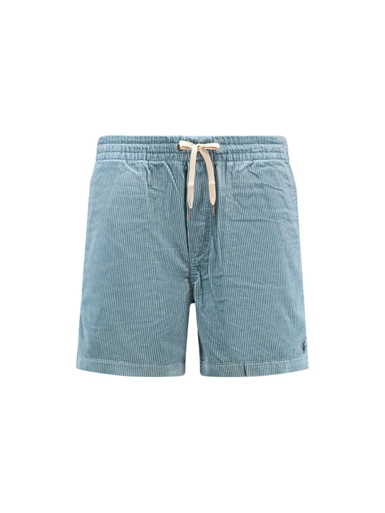 Corduroy Bermuda Shorts With Logo Embroidery
