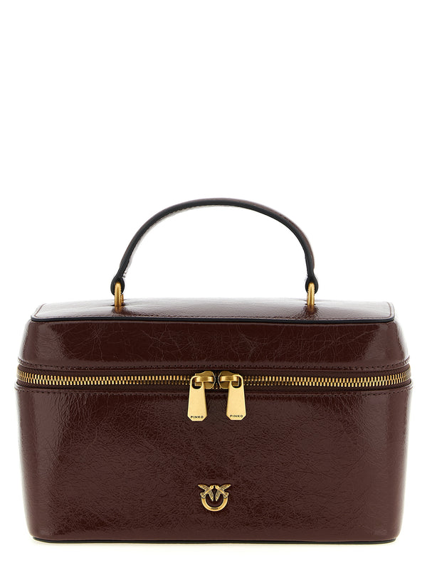 Crumpled Effect Leather Handbag Hand Bags Brown