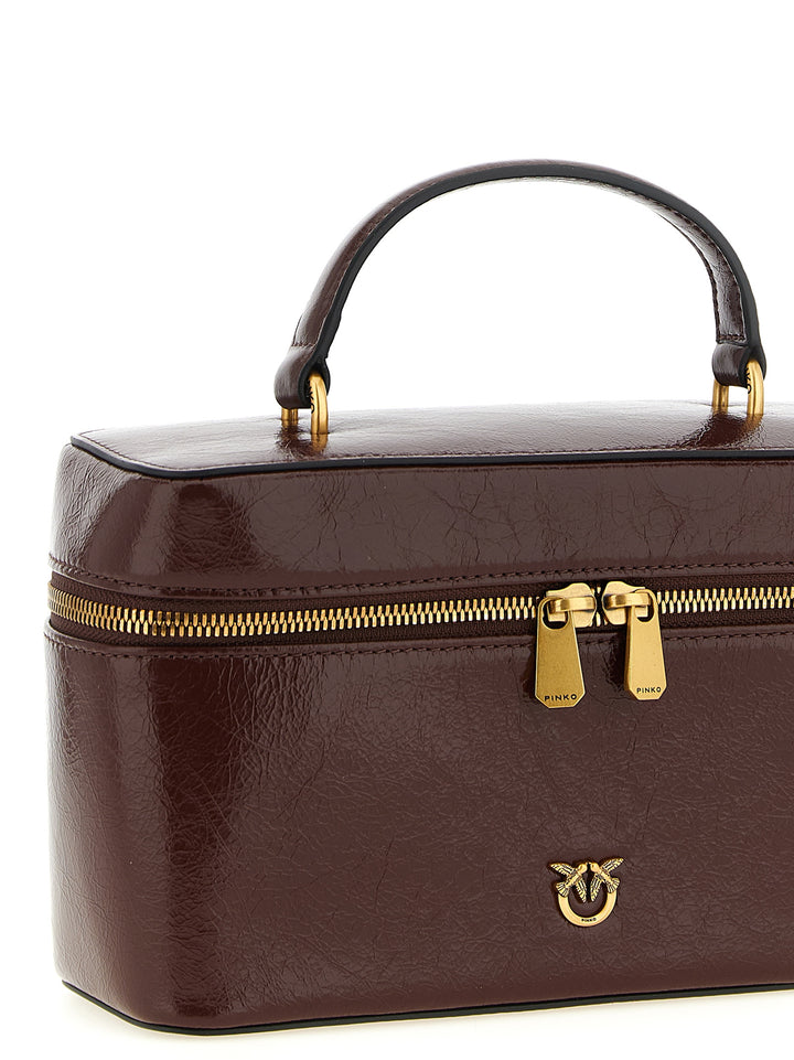 Pinko Crumpled Effect Leather Handbag Hand Bags - Brown | 083948fc81217ed67c4982f566755dab3292b46d