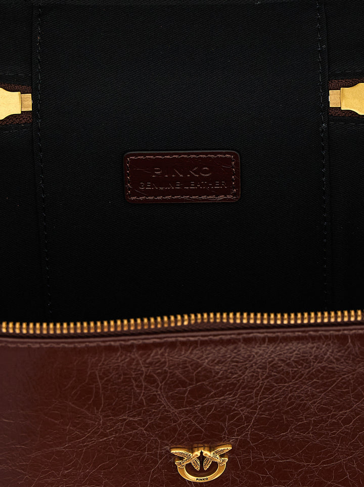 Pinko Crumpled Effect Leather Handbag Hand Bags - Brown | 71975e9a1396936fae3628ef605f09c4faa1195f