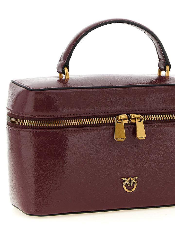 Pinko Crumpled Effect Leather Handbag Hand Bags - Bordeaux | 96ca581d2326c8fc8c4a3de0eec393413bf5ba78