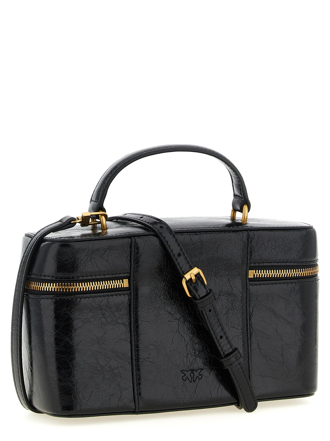 Pinko Crumpled Effect Leather Handbag Hand Bags - Black | 1b68ba47d1fbf2e8c4616bfca01c63d64e09cd31