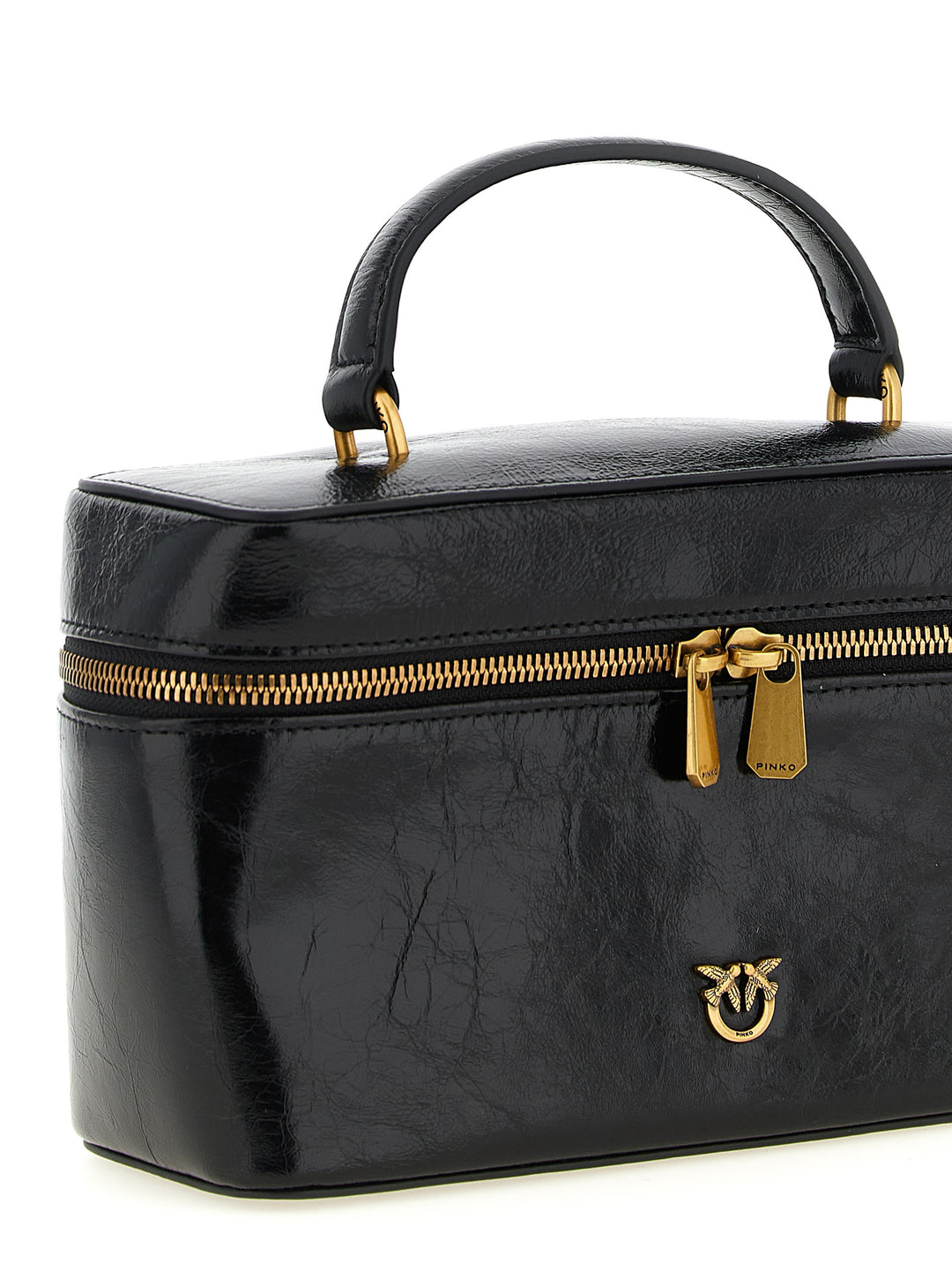 Pinko Crumpled Effect Leather Handbag Hand Bags - Black | e82a06eac32d395c53ed639261e0748c0babef1b