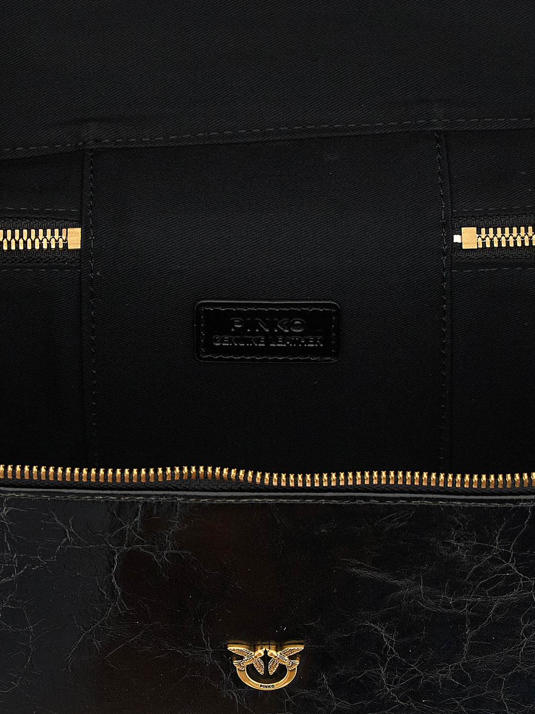 Pinko Crumpled Effect Leather Handbag Hand Bags - Black | 1fa72947d455904f8476f859e90205e8298fe13e