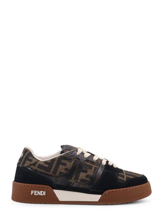 Fendi Match Suede Sneakers With Jacquard Ff Fabric Inserts