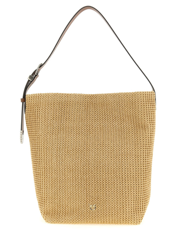 Raffia Bucket Shoulder Bags Beige