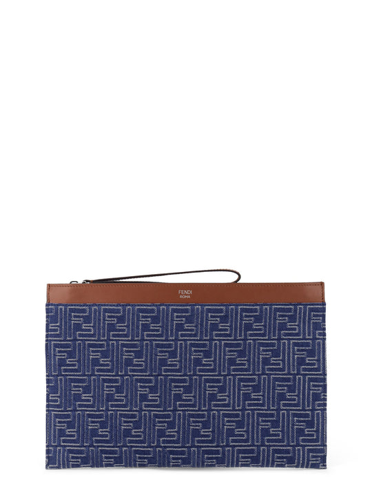 Ff Jacquard Denim Clutch