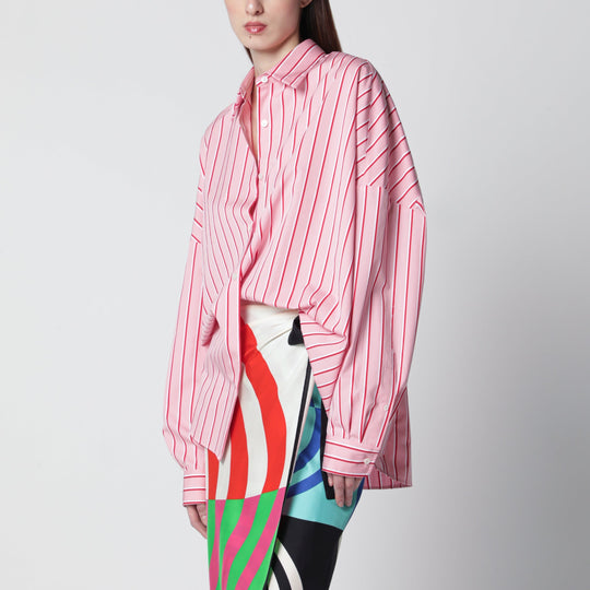Pink Striped Oversized Shirt By Dries Van Noten