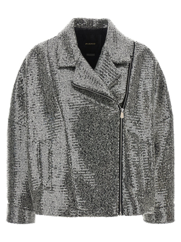 Sequin Caban Puffer Jackets Silver