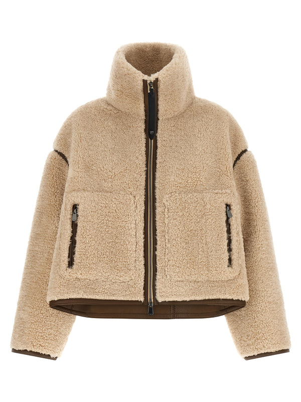 Teddy Cropped Jacket Fur Beige