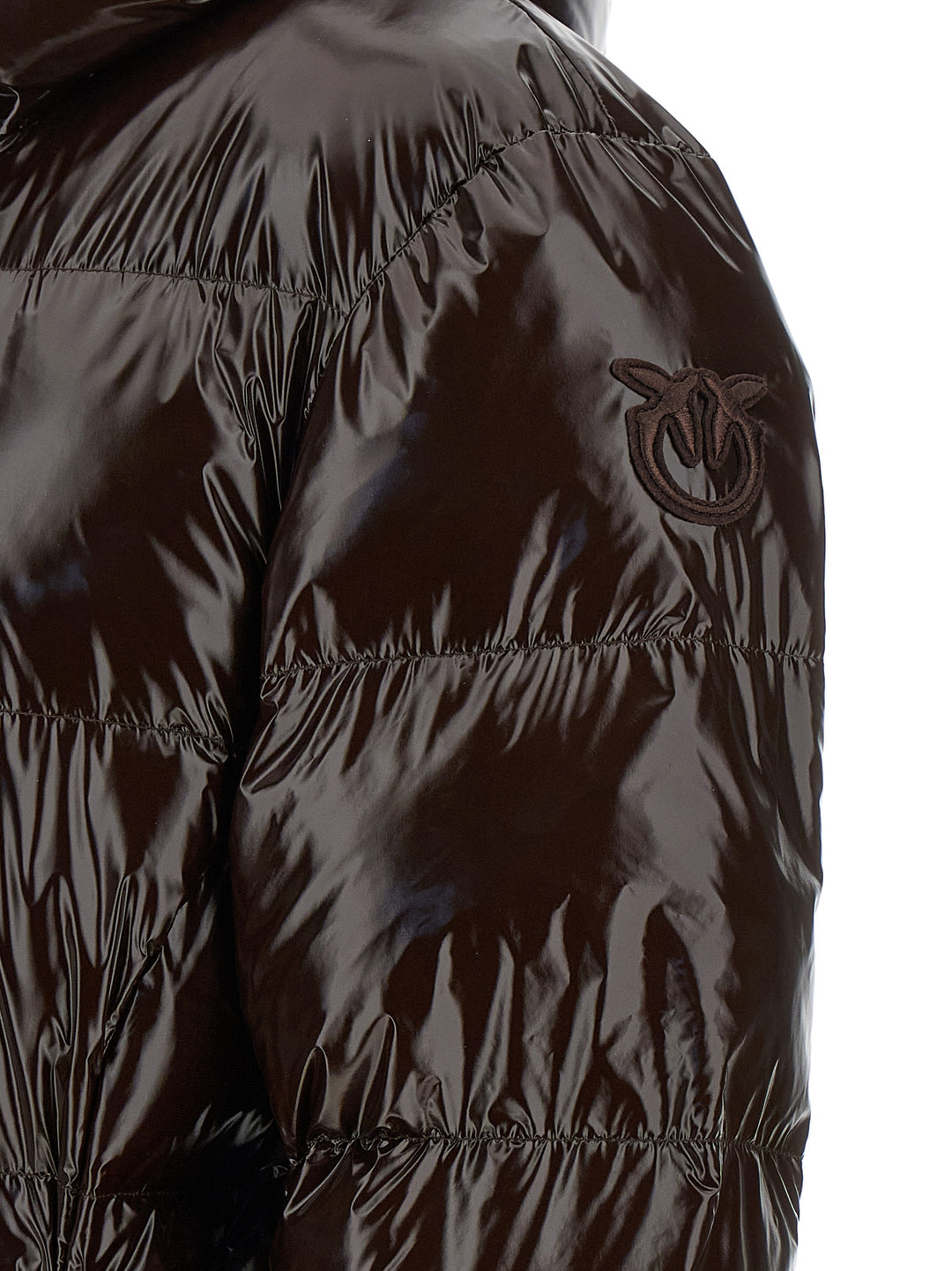 Pinko Love Birds Puffer Jackets - Brown | 4f0563fad4086afe740c72eb94b8b7f57f7932e2