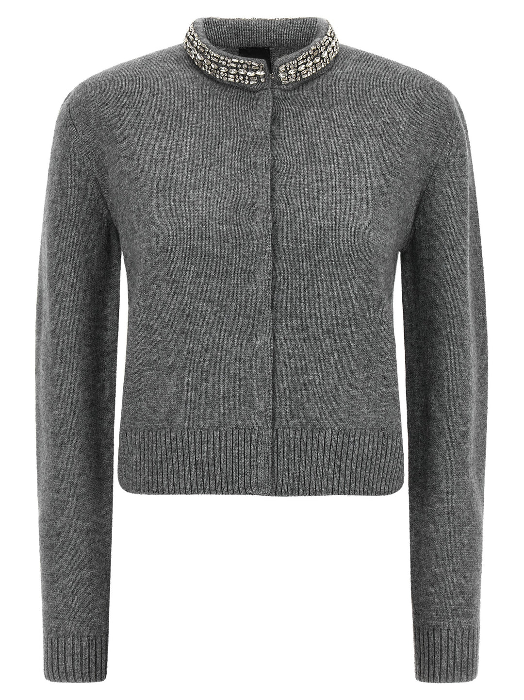 Pinko Jewel Collar Cardigan Sweaters and Cardigans - Gray | 604fbbf5b4fc4f6ced44ec443b5fdb70e5fe66ef