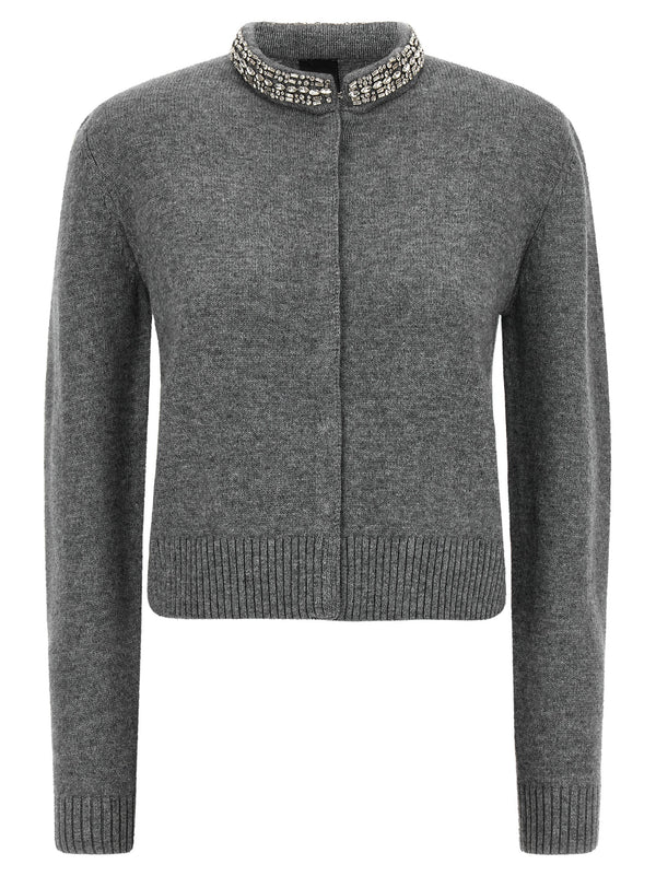 Jewel Collar Cardigan Sweaters And Cardigans Gray