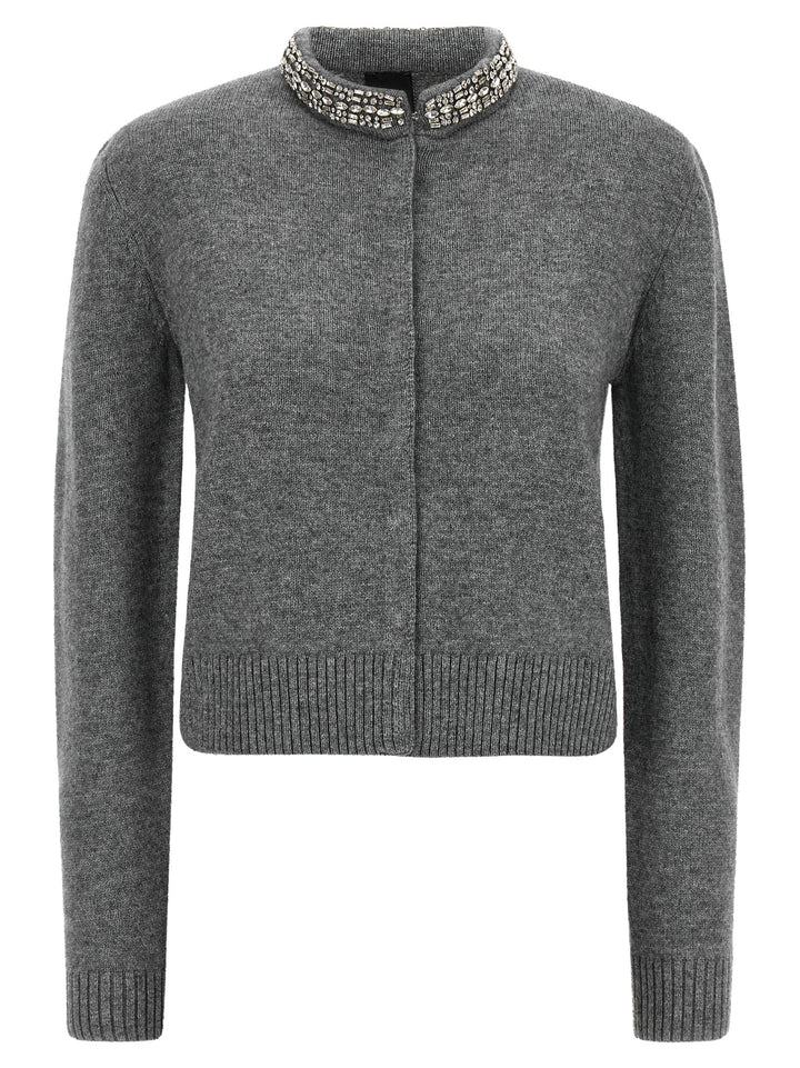 Pinko Jewel Collar Cardigan Sweaters and Cardigans - Gray | 604fbbf5b4fc4f6ced44ec443b5fdb70e5fe66ef