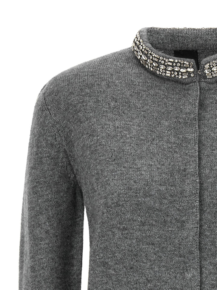 Pinko Jewel Collar Cardigan Sweaters and Cardigans - Gray | a9d6774a2587d5bd93a3f901e43e5769562fe48d