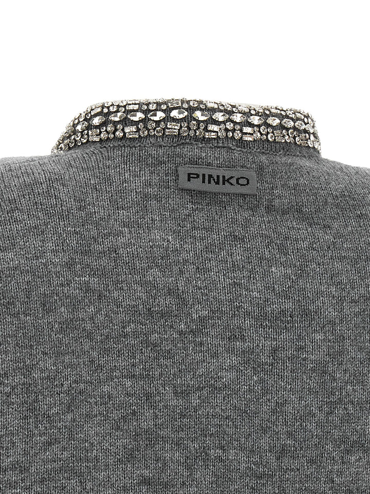 Pinko Jewel Collar Cardigan Sweaters and Cardigans - Gray | 83e2629c25a193b925f16f73daeb00e62b68b2c5