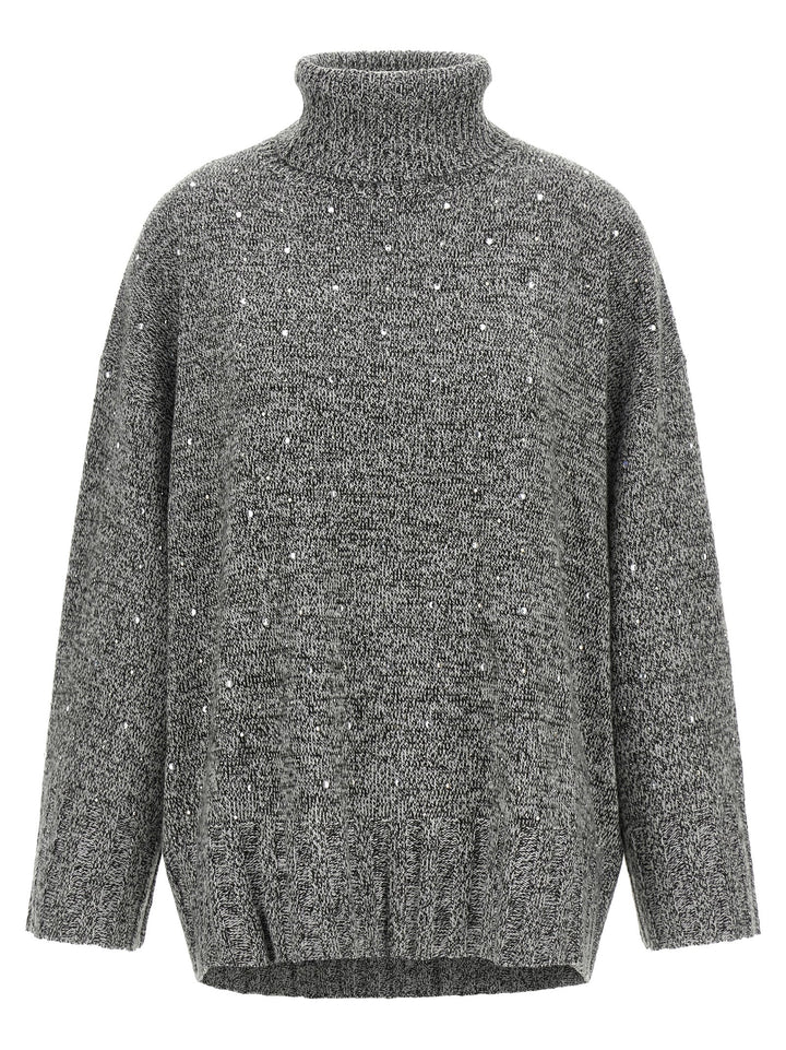 Pinko Crystal Turtleneck Sweater Sweaters and Cardigans - Gray | 5e14def009fe5aec059e952b43686ea0d6290885