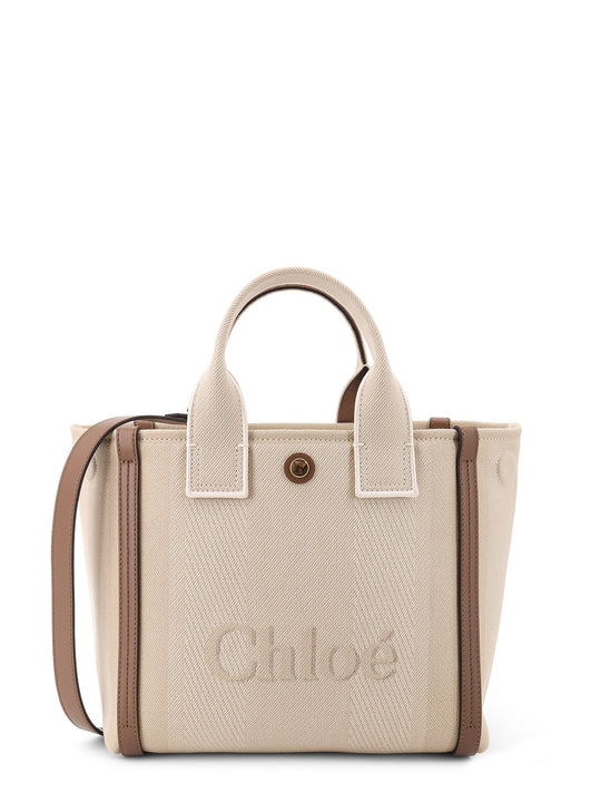 Chloé Carry Canvas Shoulder Bag With Logo Embroidery