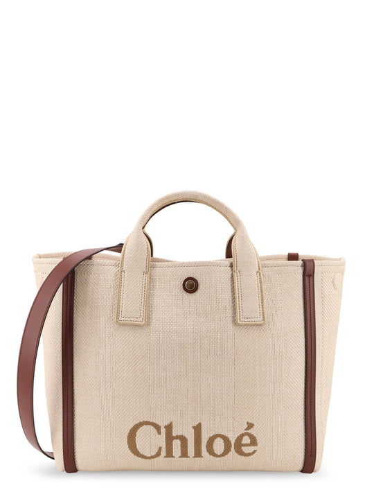 Chloè Carry Canvas Shoulder Bag With Logo Embroidery