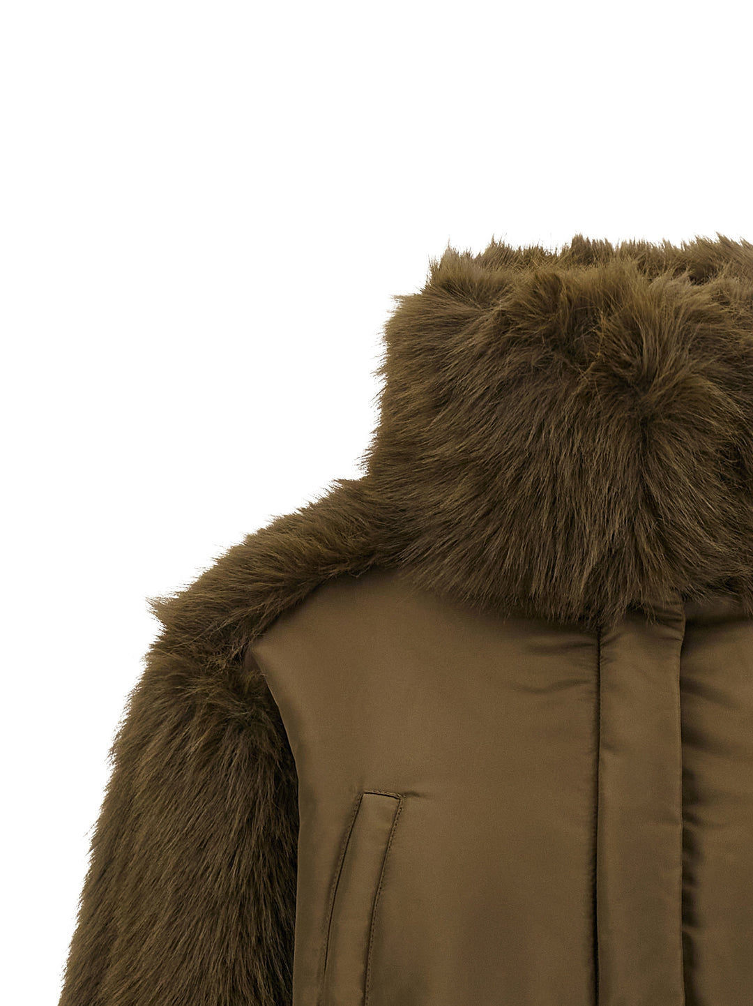Pinko Bomber Jacket With Fur Inserts Puffer Jackets - Green | 0354aeb848483f7cda4755dd0183a0ca755c6ccb