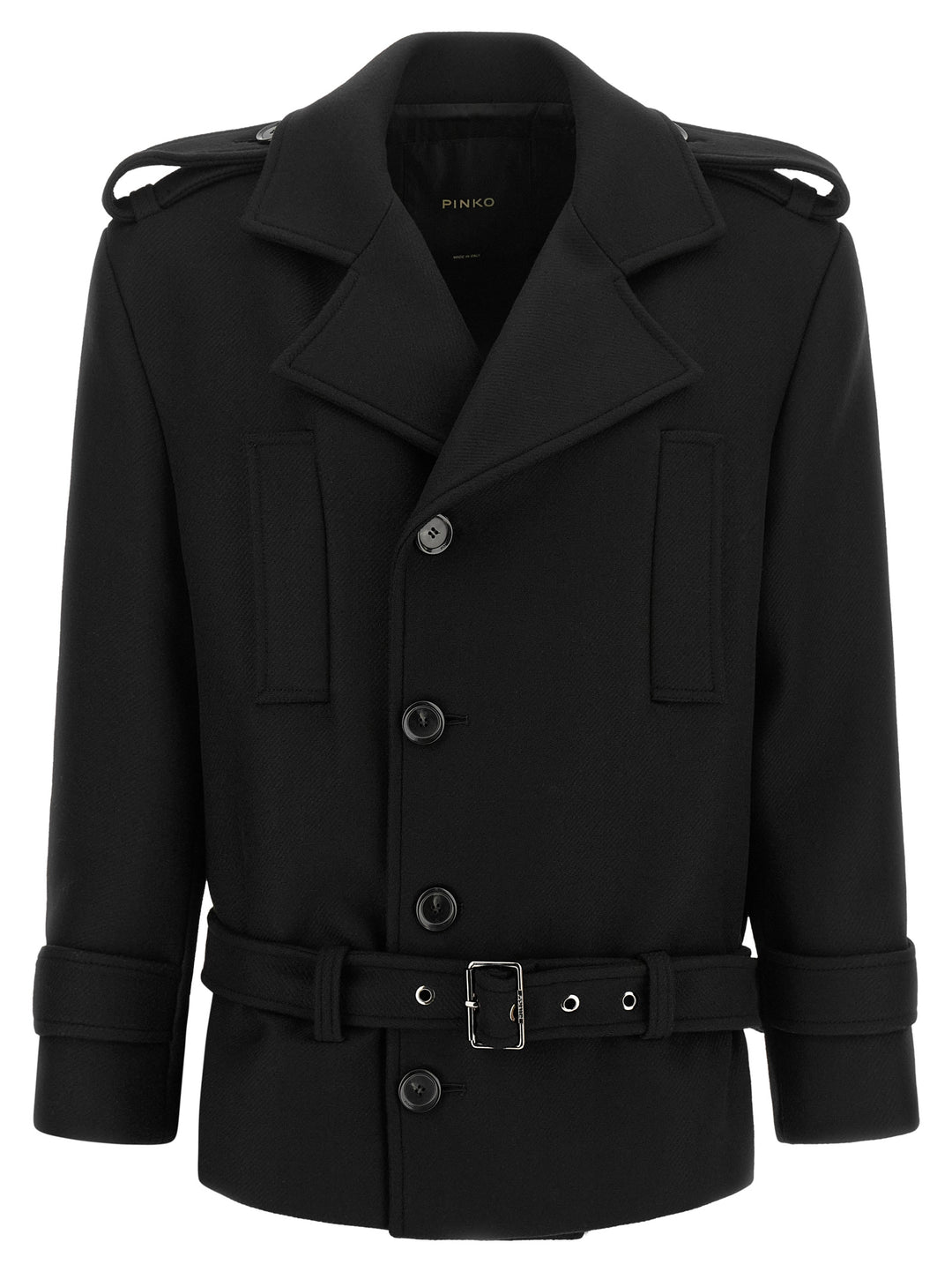 Pinko Double-Breasted Belted Coat Coats and Trench Coats - Black | a3af7ff97f075c8bed288ec7b12504e688ddd8bd