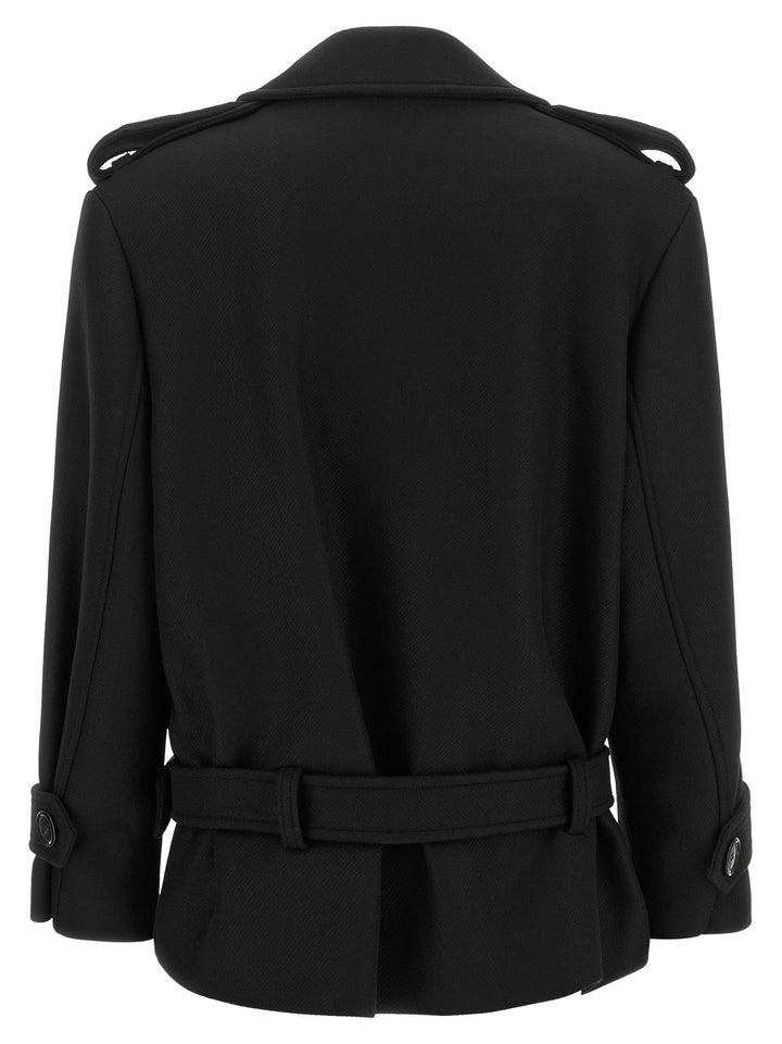 Pinko Double-Breasted Belted Coat Coats and Trench Coats - Black | b5354374a8190d74d7f0dcb7bdae9baed2911a0e