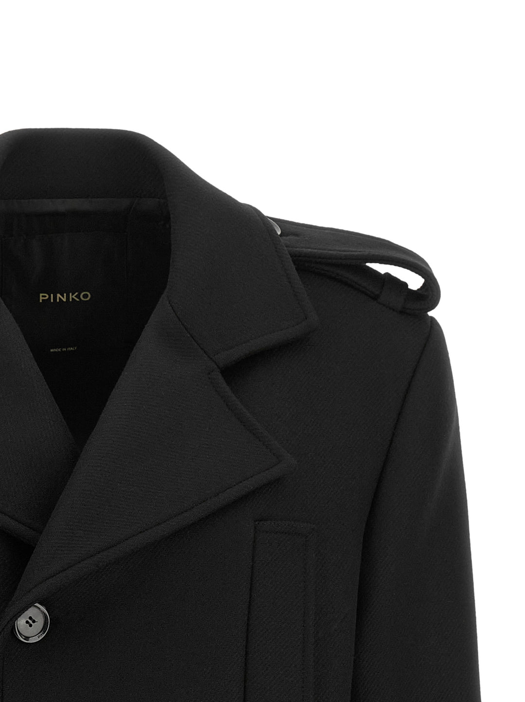 Pinko Double-Breasted Belted Coat Coats and Trench Coats - Black | ec2a524bbeb386348b7bd062db665423f05d77c1