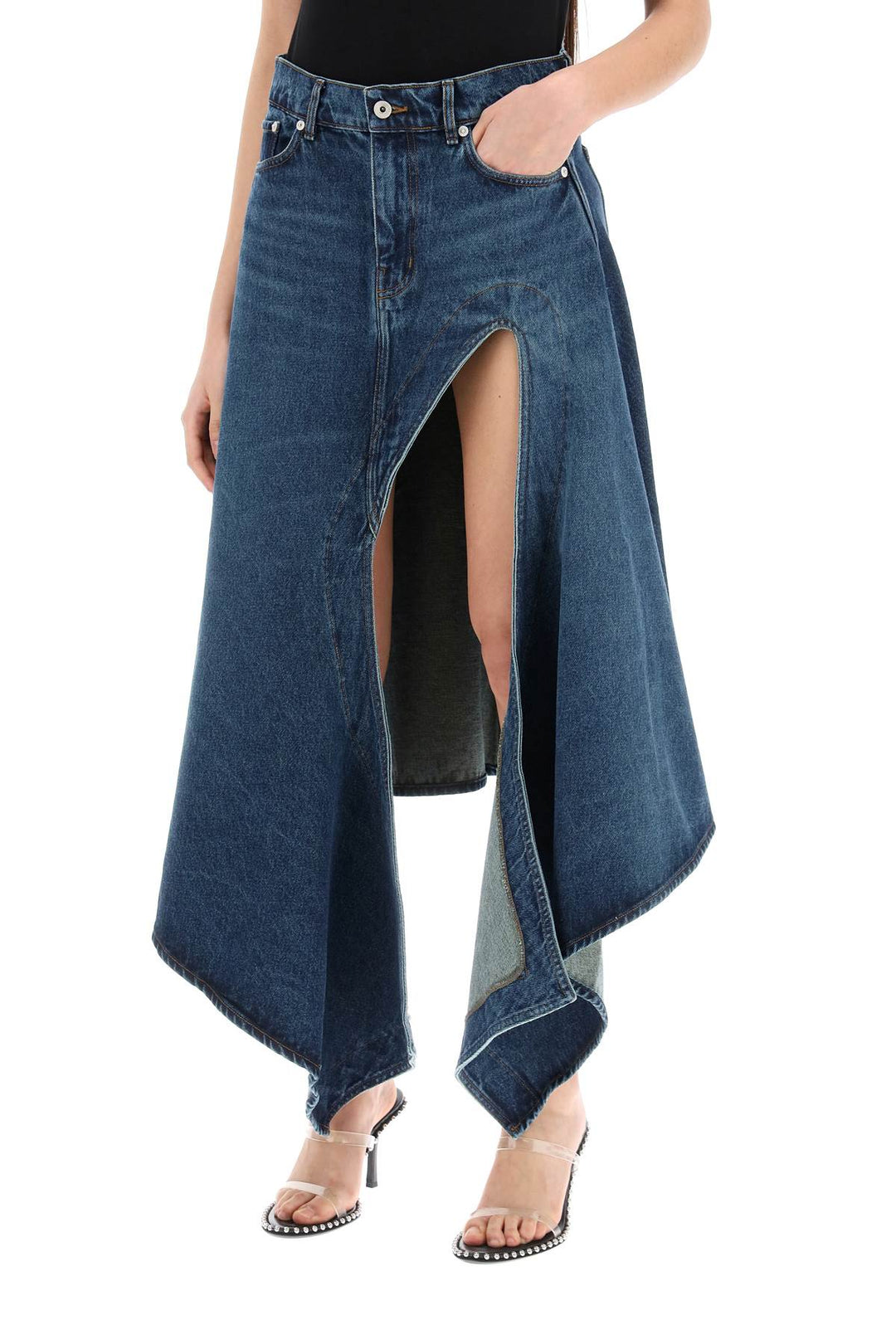 Gonna Midi In Denim Con Cut Out