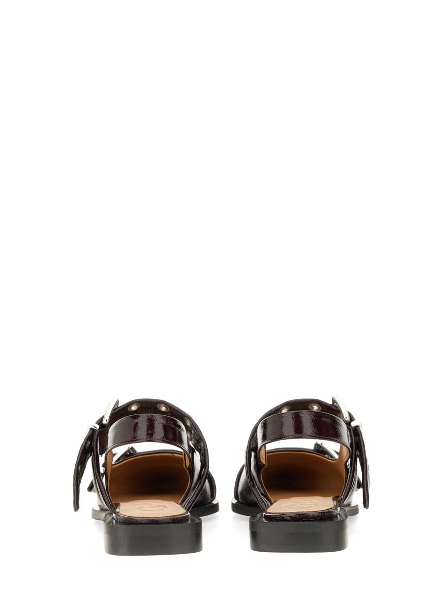 Ganni Flat Shoes - Burgundy | Wanan Luxury