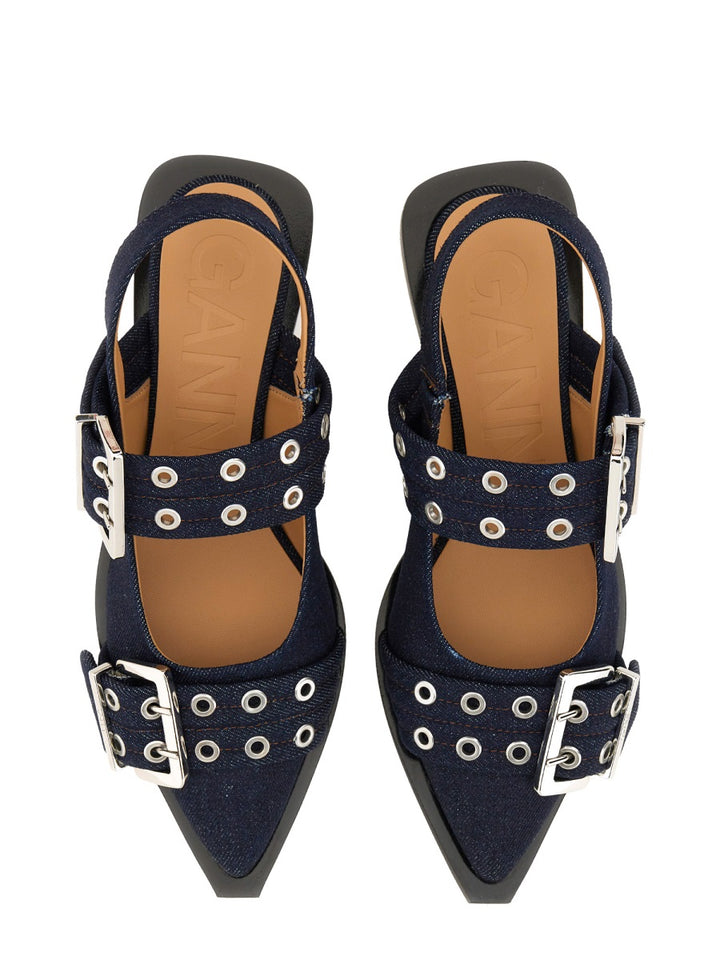 Ganni Flat Shoes - Blue | Wanan Luxury