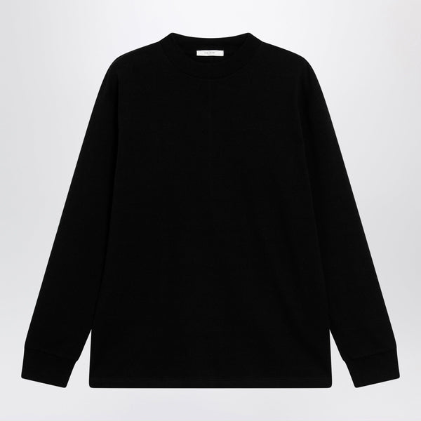 Black Cotton Crew-Neck Sweater