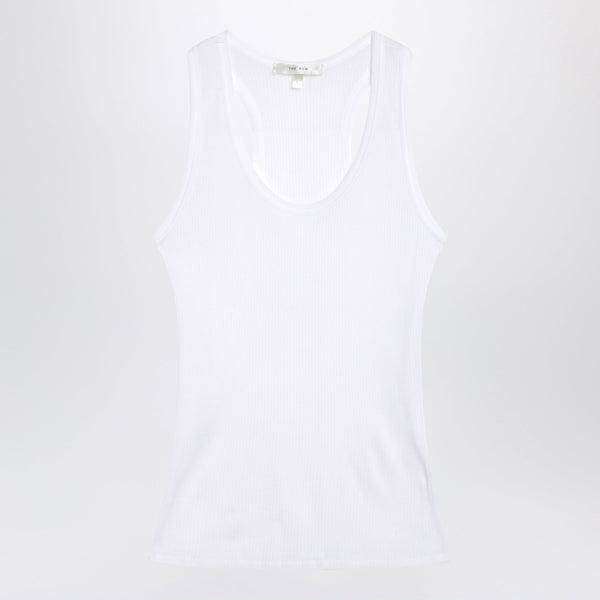 Cendrea Ribbed Cotton Jersey Tank Top In White