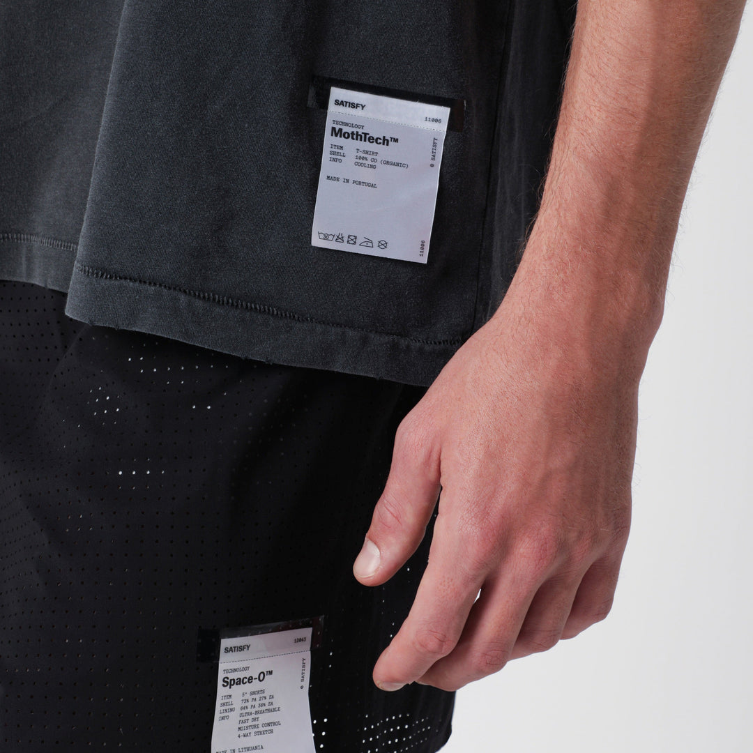 Satisfy Aged Black Moth Tech T-Shirt In Cotton