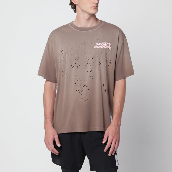Moth Tech Sun Bleached Rain Drum T-Shirt With Holes