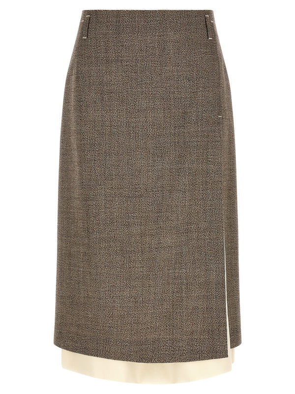 Multi-Layer Hem Skirt Skirts Beige