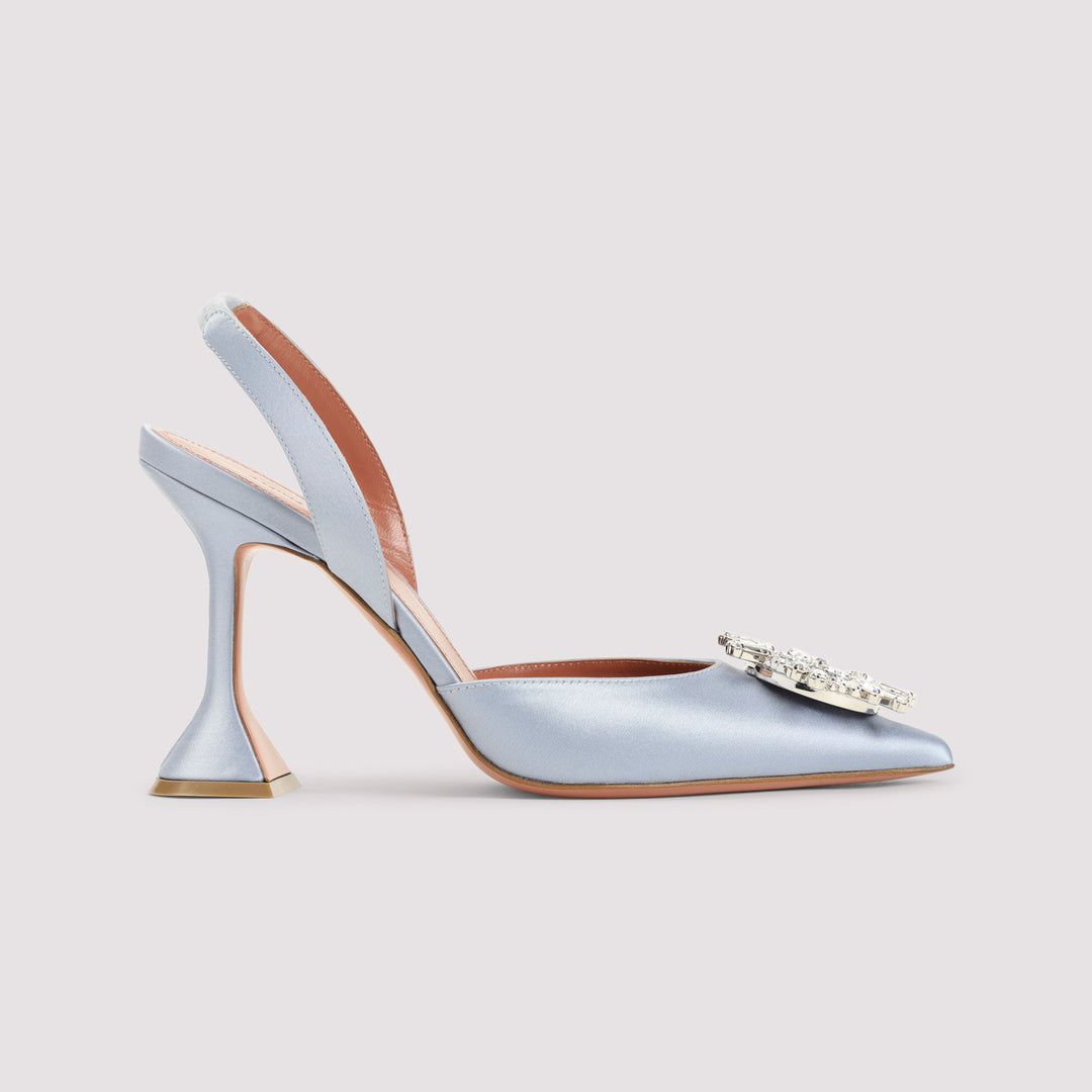 Amina Muaddi Mules - Blue | 7dc2657f546140c0d4ac3c8d37f087c99b9c2773