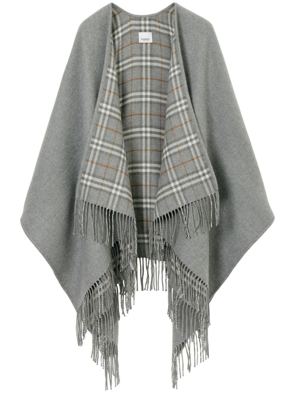 Check Reversible Wool Cape