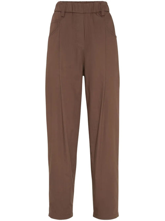 Lightweight Poplin Five-Pocket Track Trousers With Monili