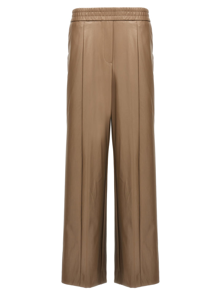 Faux Leather Trousers Pants Beige