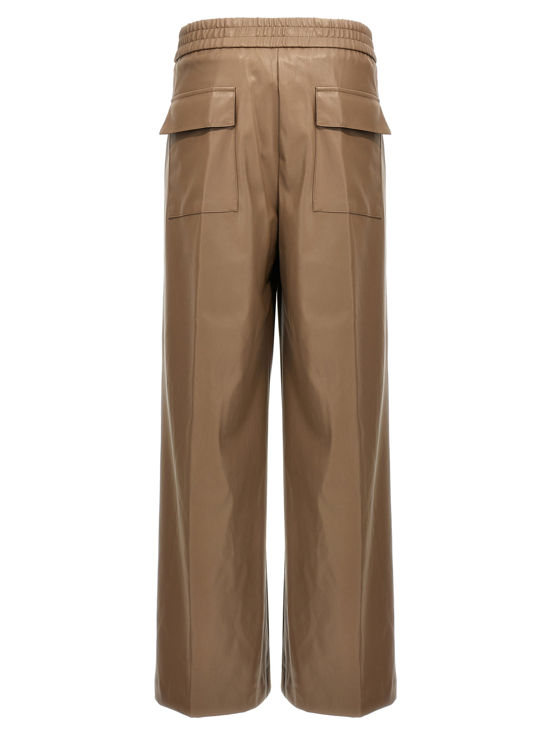 Faux Leather Trousers Pants Beige