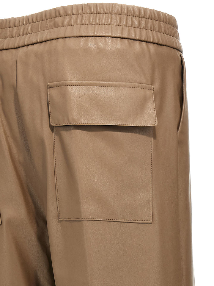 Faux Leather Trousers Pants Beige