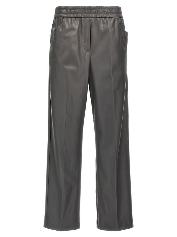 Faux Leather Trousers Pants Gray