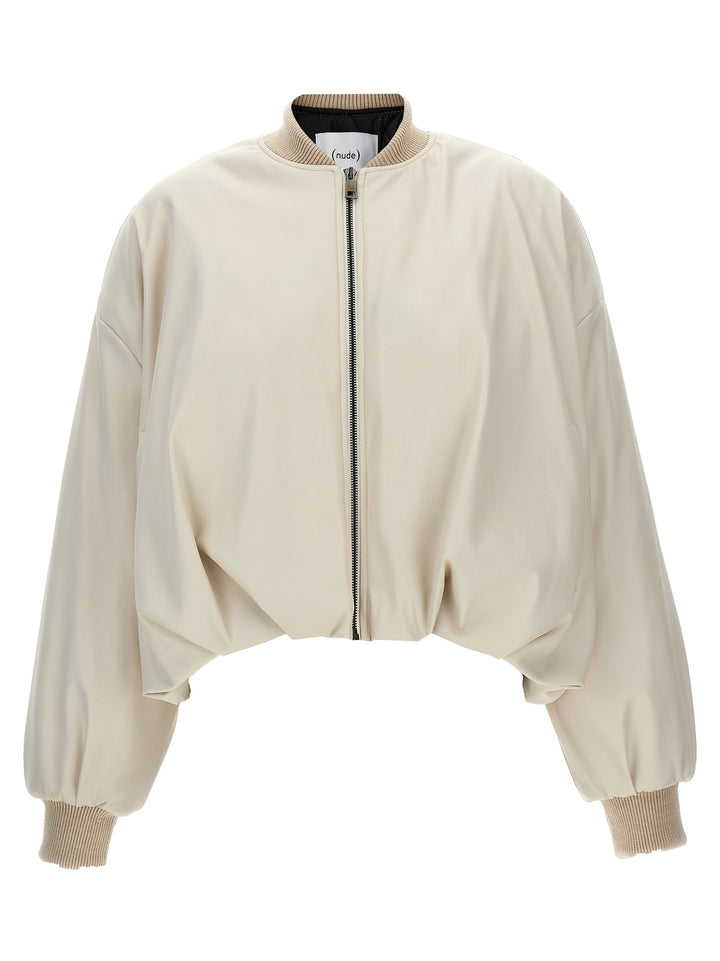 Eco Leather Bomber Jacket Casual Jackets, Parka White