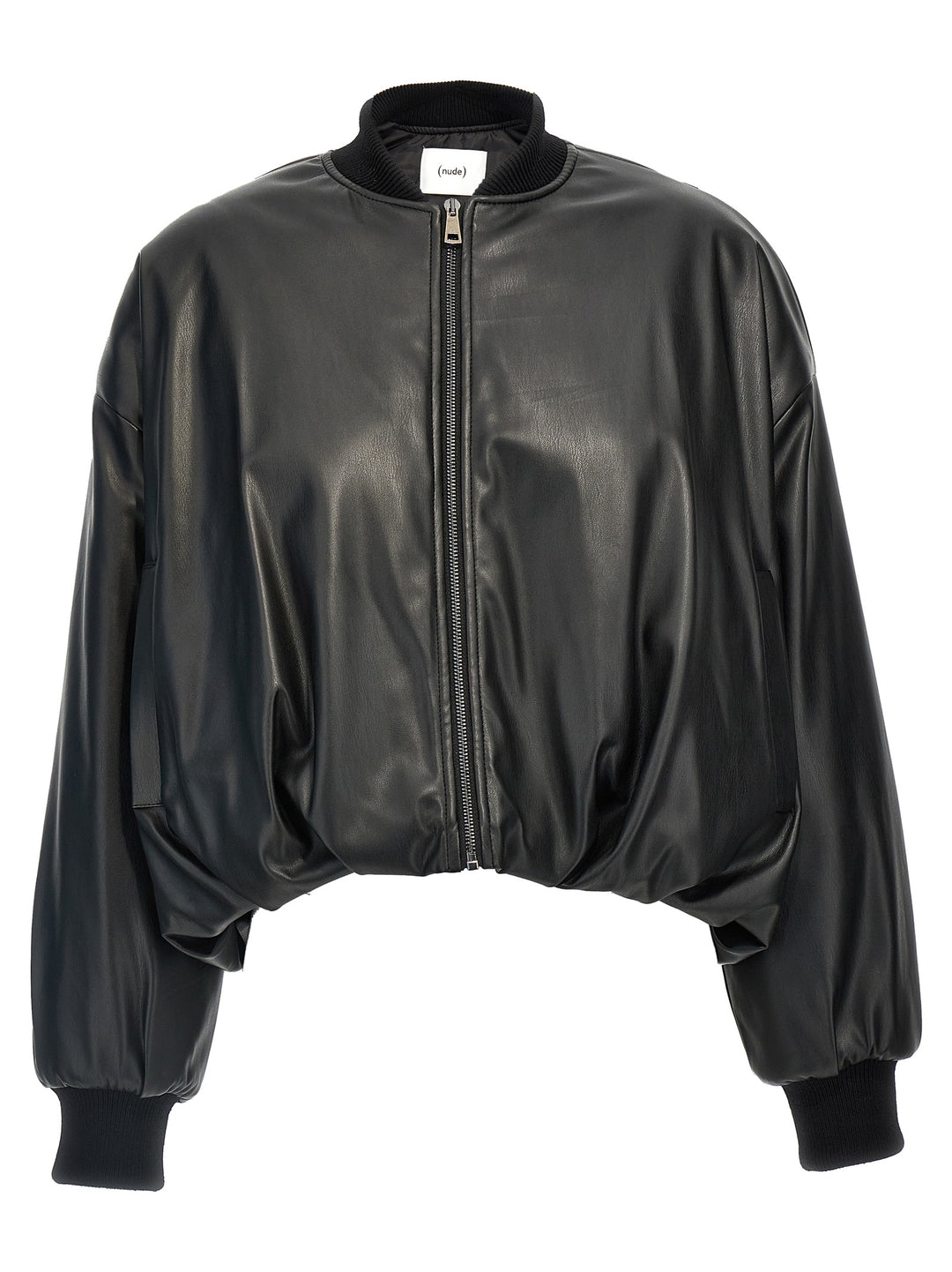 Eco Leather Bomber Jacket Casual Jackets, Parka Black