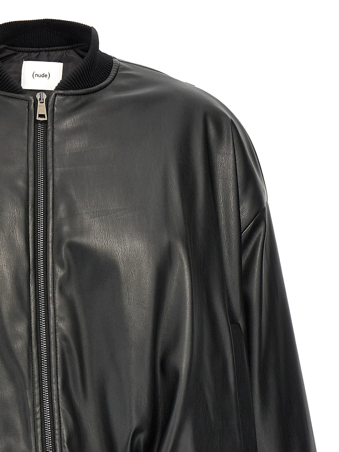 Eco Leather Bomber Jacket Casual Jackets, Parka Black