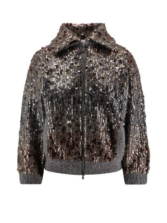 Mohair Cardigan With All-Over Sequins