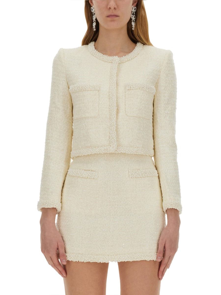 Self-Portrait Jackets - White | Wanan Luxury