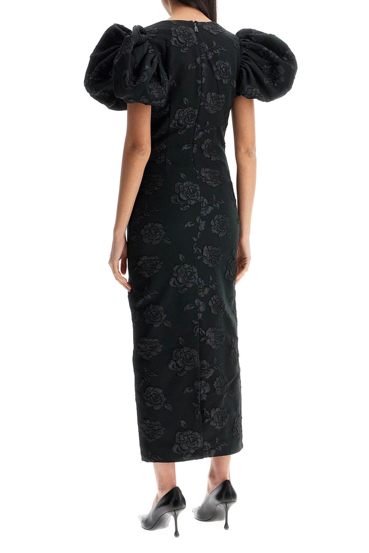 3 D Jacquard Midi Dress Black Floral