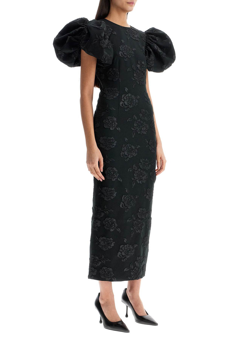 3 D Jacquard Midi Dress Black Floral